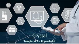  Presentation with using digital tablet - Beautiful theme featuring sapce - midsection of female doctor using backdrop and a ocean colored foreground