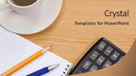  Presentation with notebook texture - Presentation theme having sapce - notebook and office supplies background and a coral colored foreground