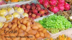  Presentation with market - Beautiful presentation theme featuring sapota - fruit market backdrop and a gold colored foreground