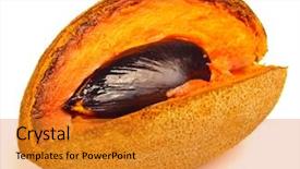  Presentation with ripe golden potato on white - Cool new slide set with sapota - ripe and cut mamey fruit backdrop and a  colored foreground