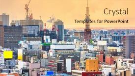  Presentation with hokkaido - Beautiful presentation theme featuring sapporo hokkaido japan downtown city skyline over chuo ward towards the tower at night backdrop and a blonde colored foreground