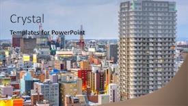  Presentation with hokkaido - Cool new slide deck with sapporo hokkaido japan downtown city skyline over chuo ward towards the tower at dusk backdrop and a light blue colored foreground