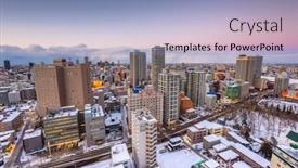  Presentation with city japan - Beautiful PPT theme featuring sapporo hokkaido japan downtown city skyline over chuo ward towards the tower at twilight backdrop and a light blue colored foreground