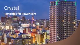  Presentation with hokkaido - Presentation with sapporo-hokkaido-japan-downtown-city background and a ocean colored foreground