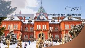  Presentation with government offices - Presentation design enhanced with sapporo-japan-at-the-former background and a light blue colored foreground