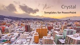  Presentation with mountain view - Colorful presentation theme enhanced with sapporo-japan-winter-skyline-view backdrop and a lemonade colored foreground