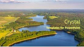  Presentation with bird eye view - PPT layouts enhanced with sarachany-lakes-natural-reserve-belarus background and a tawny brown colored foreground