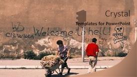  Presentation with hell - Presentation theme consisting of sarajevo-bosnia-03-july-1993 background and a coral colored foreground