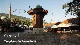  Presentation with europe history - Cool new PPT theme with sarajevo capital of bosnia backdrop and a dark gray colored foreground