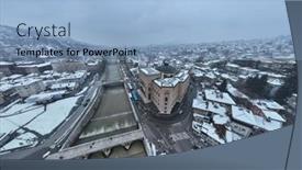  Presentation with town hall - PPT theme with sarajevo-city-hall-or-national background and a light blue colored foreground
