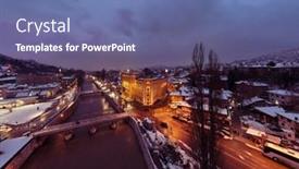  Presentation with town hall - PPT theme enhanced with sarajevo-city-hall-or-national background and a ocean colored foreground