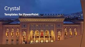  Presentation with town hall - PPT theme with sarajevo-city-hall-or-national background and a ocean colored foreground