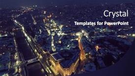  Presentation with town hall - Theme with sarajevo-city-hall-or-national background and a navy blue colored foreground