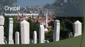  Presentation with bosnia - Beautiful presentation theme featuring sarajevo panorama with white minarets backdrop and a ocean colored foreground