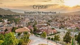  Presentation with bosnia - Colorful presentation theme enhanced with sarajevo-skyline-day-sunset-view backdrop and a coral colored foreground