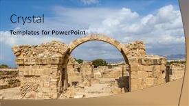  Presentation with archaeological - PPT theme consisting of saranta-kolones-castle-remains background and a light blue colored foreground