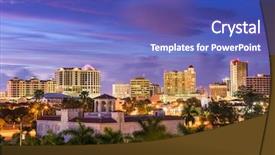  Presentation with florida - PPT theme with sarasota florida usa downtown skyline background and a cobalt blue colored foreground