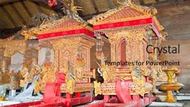  Presentation with bali temple - Presentation theme consisting of saraswati - detail of agung besakih temple background and a coral colored foreground