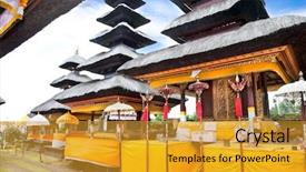  Presentation with bali temple - Slide set featuring saraswati - inside of agung besakih temple background and a gold colored foreground