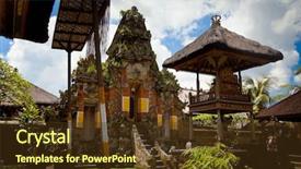  Presentation with bali temple - Beautiful presentation design featuring 3d people - man person flying backdrop and a coral colored foreground