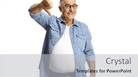  Presentation with thumbs up - Slide deck with sarcastic-mature-man-gesturing-thumbs background and a light gray colored foreground