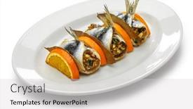  Presentation with traditional - Audience pleasing PPT layouts consisting of sarde-a-beccafico-traditional-sicilian backdrop and a light gray colored foreground