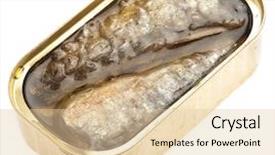  Presentation with sardines - Theme having tuna industry canned fish diet - sardines in tin can background and a lemonade colored foreground