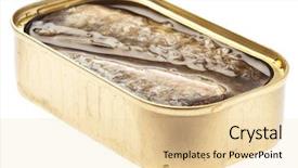  Presentation with sardines - Cool new PPT layouts with tuna industry canned fish diet - sardines in tin can backdrop and a lemonade colored foreground