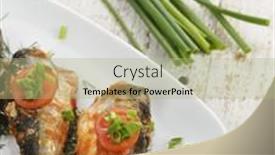  Presentation with sardines - Presentation theme with sardines-in-tomato-sauce background and a mint green colored foreground