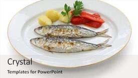  Presentation with sardines - Slide set featuring sardinhas assadas charcoal grilled sardines portuguese food background and a light gray colored foreground