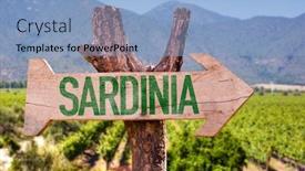  Presentation with field - Audience pleasing slide deck consisting of sardinia-wooden-sign-with-field backdrop and a light blue colored foreground