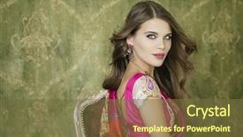  Presentation with indian woman - Slides featuring saree - young beautiful brunette woman background and a tawny brown colored foreground