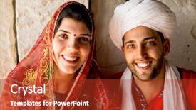  Presentation with saree - Amazing PPT theme having saree - young traveler couple dressing backdrop and a tawny brown colored foreground
