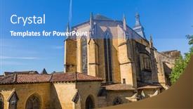  Presentation with roman catholic - Slide deck featuring sarlat cathedral is a roman catholic church and former cathedral located in sarlat-la-caneda france background and a teal colored foreground