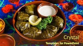  Presentation with grape vine - Colorful PPT layouts enhanced with sarma-grape-vine-leaves-stuffed backdrop and a tawny brown colored foreground