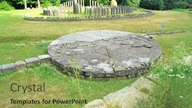  Presentation with altitude - Presentation theme featuring sarmizegetusa regia ruins situated at 1200m altitude - it was the strategical centre of the dacian defensive system in orastiei mountains background and a yellow colored foreground