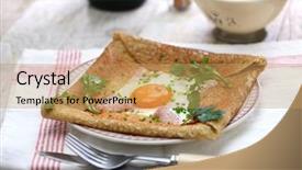  Presentation with differents between crepe and pancake - PPT theme with sarrasin buckwheat crepe french brittany background and a coral colored foreground