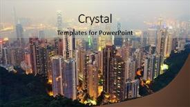  Presentation with hong kong skectch - Theme featuring sar - famed skyline of hong kong background and a soft green colored foreground