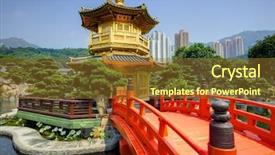  Presentation with golden pavilion kinkakuji temple - Slides with sar - golden pavilion of chi lin background and a tawny brown colored foreground