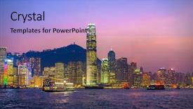  Presentation with hong kong china - Beautiful slides featuring sar - hong kong china city skyline backdrop and a light blue colored foreground