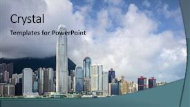 Presentation with hong kong china - PPT theme enhanced with sar - hong kong china city skyline background and a light blue colored foreground
