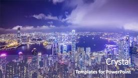  Presentation with hong kong china - Amazing slide set having sar - hong kong china city skyline backdrop and a ocean colored foreground