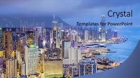  Presentation with hong kong china - Slides consisting of sar - hong kong china city skyline background and a light blue colored foreground