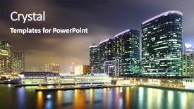  Presentation with hong kong - Presentation design consisting of sar - kowloon side in hong kong background and a dark gray colored foreground