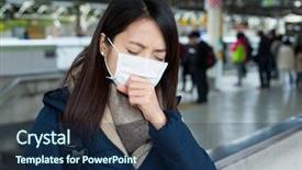  Presentation with face mask - Slides with sar - woman feeling unwell and wearing background and a navy blue colored foreground