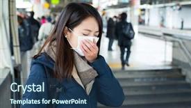  Presentation with face mask - Colorful presentation theme enhanced with sar - woman wearing face mask backdrop and a ocean colored foreground