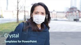  Presentation with wearing a surgical face mask - Theme consisting of sar - woman wearing face mask background and a ocean colored foreground