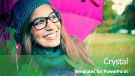  Presentation with umbrella - Slide deck enhanced with sassy - laughing girl with pink umbrella background and a  colored foreground