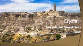  Presentation with cave - Presentation featuring sassy - matera - ancient cave town background and a coral colored foreground