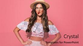  Presentation with lips - Audience pleasing PPT theme consisting of sassy - portrait of seductive european woman backdrop and a  colored foreground